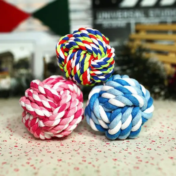 Cotton Rope Dog Ball 3-Pack for Puppies | Soft Chew Toy for Teething, Dental Cleaning & Training | Safe Rope Dog Toy | Free Shipping USA