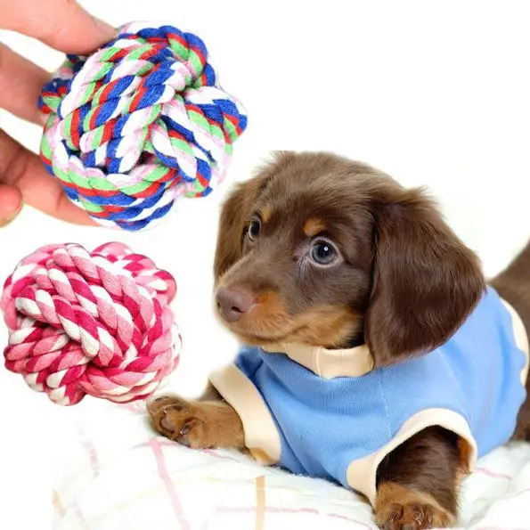 Cotton Rope Dog Ball 3-Pack for Puppies | Soft Chew Toy for Teething, Dental Cleaning & Training | Safe Rope Dog Toy | Free Shipping USA