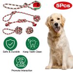 Christmas Cotton Rope Chew Ball for Dog (5-Pack) | Interactive Training & Teething Dog Ball
