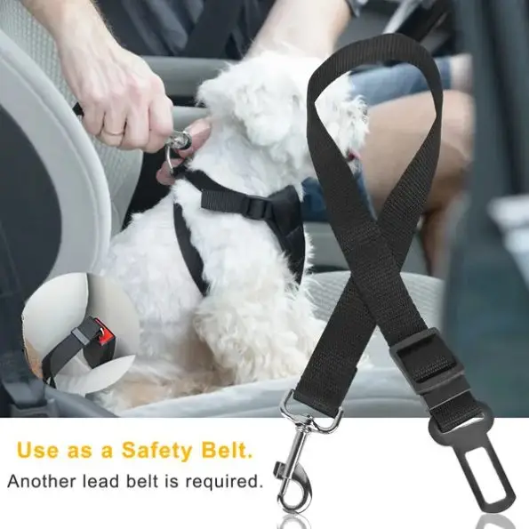 2Pcs Dog Seat Belt Leash | Adjustable Dog Car Safety Harness for Travel | Secure & Tangle-Free