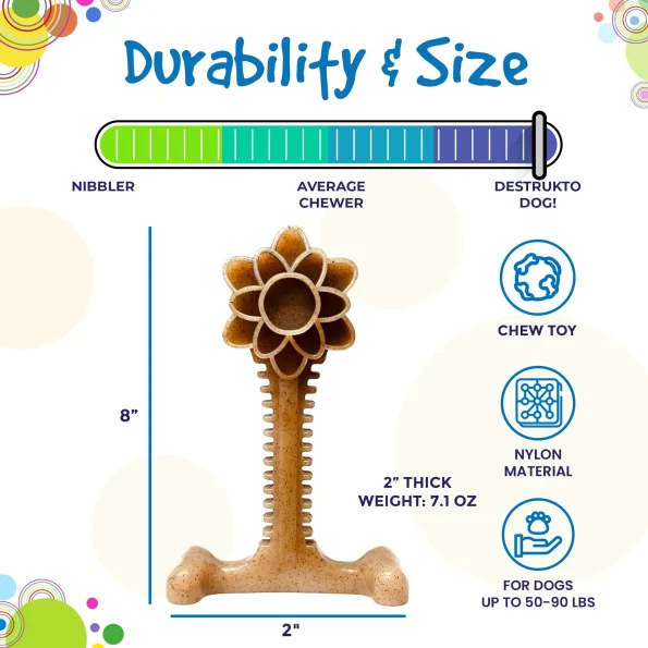 Honey Bone Dental Flower Tower - Indestructible Nylon Dog Chew Toy