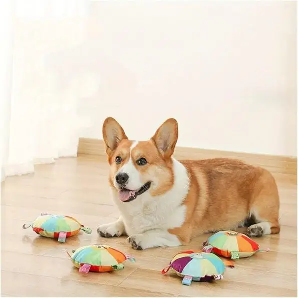 Plush Dog Flying Disc Toy | Interactive Tug of War Chew Toy with Bells | 50% OFF Today