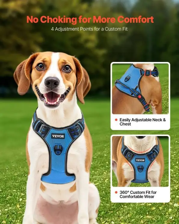 No Pull Dog Harness for Large Dogs with 5FT Leash – Adjustable Reflective Vest, Heavy-Duty Oxford Fabric