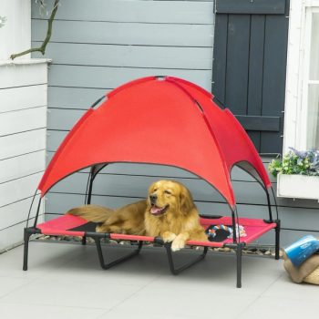 Elevated Dog Cot Cooling Bed with Removable Canopy – Elevated Cooling Dog Bed with Sun Shade | 50% OFF Today