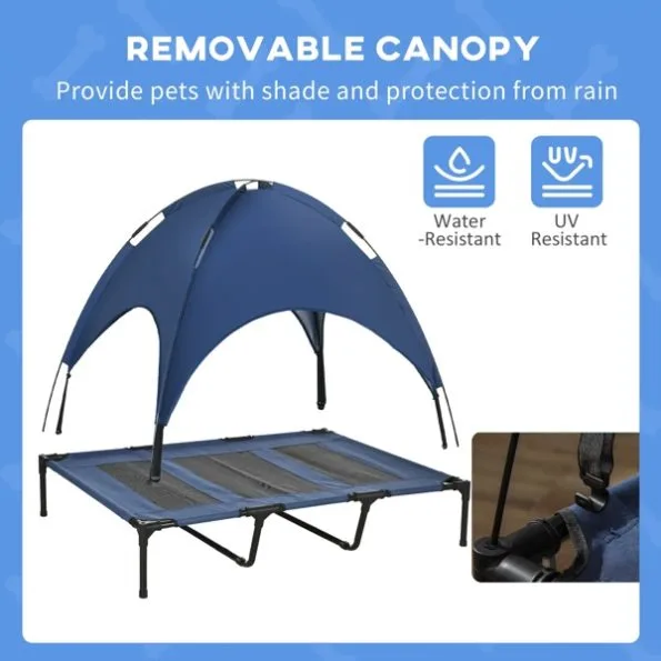 Elevated Dog Cot Cooling Bed with Removable Canopy – Elevated Cooling Dog Bed with Sun Shade | 50% OFF Today