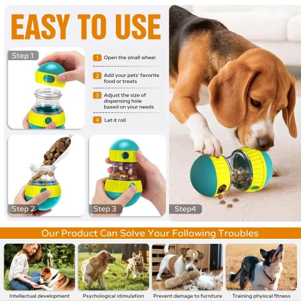 Adjustable Dog Puzzle Treat Dispensing Ball | Interactive Slow Feeder Training Toy for Small, Medium & Large Dogs | 50% OFF Today | Shipped from USA